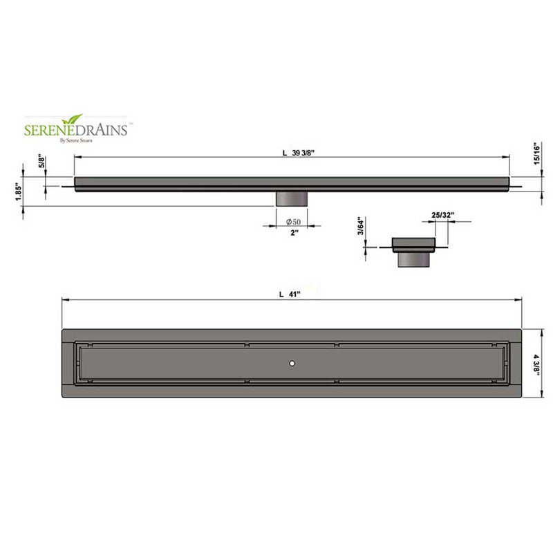 SereneDrains Linear Shower Drain Tile Insert Matte Black 39