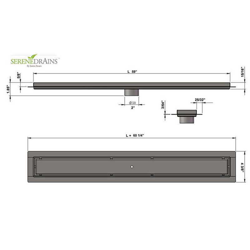 SereneDrains Linear Shower Drain Tile Insert Matte White 59