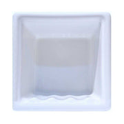 SereneDrains Porcelain Recessed Soap Dish White Glossy 6x6 Holder Shower Wall Mount Tray