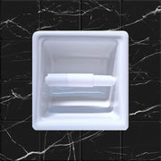 SereneDrains Ceramic Recessed Toilet Paper Holder White Glossy 6x6 Niche Bathroom Tissue Roll
