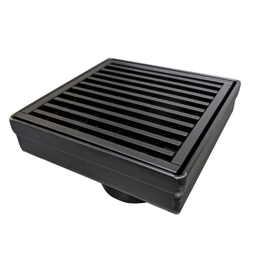SereneDrains Square Shower Drain Linear Wedge 4 Matte Black