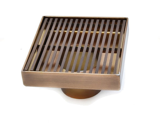 SereneDrains Square Shower Drain Linear Wedge 4 Bronze