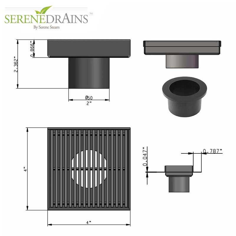 SereneDrains Square Shower Drain