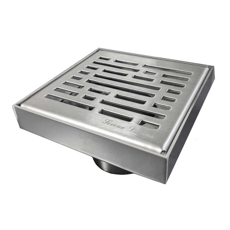 SereneDrains Square Shower Drain Broken Lane 4 Brushed
