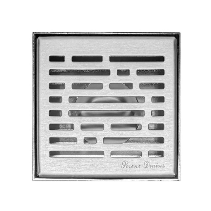 SereneDrains Square Shower Drain Broken Lane 4 Brushed