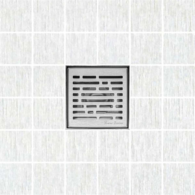 SereneDrains Square Shower Drain Broken Lane Brushed 6