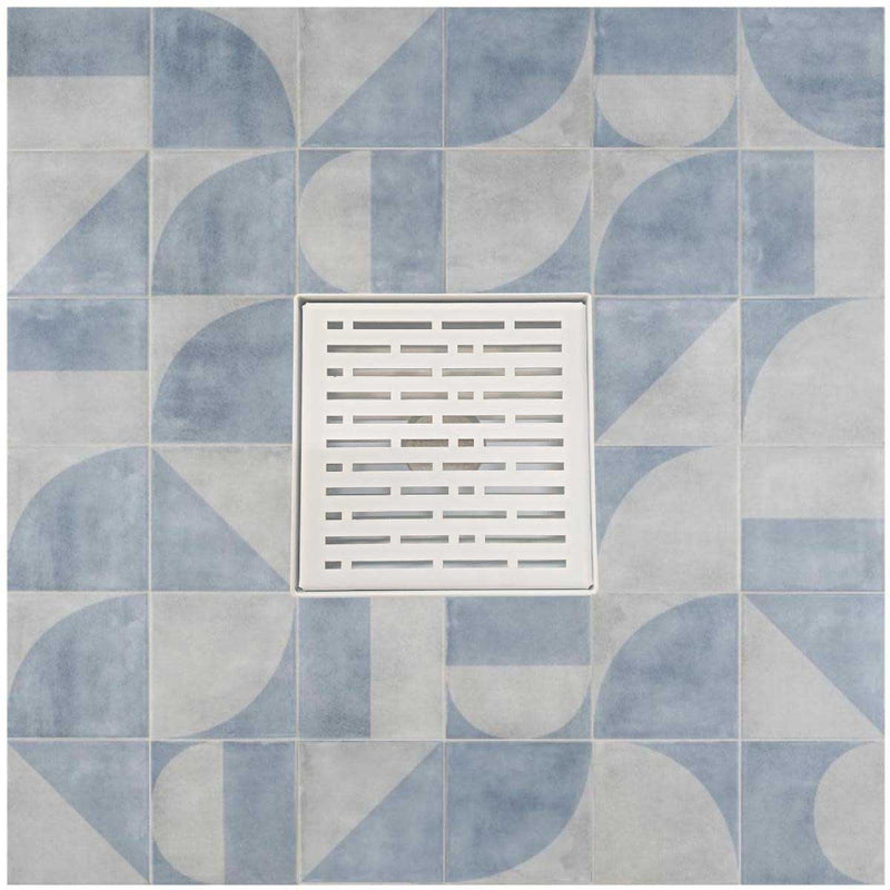 SereneDrains Square Shower Drain Broken Lane Matte White 6