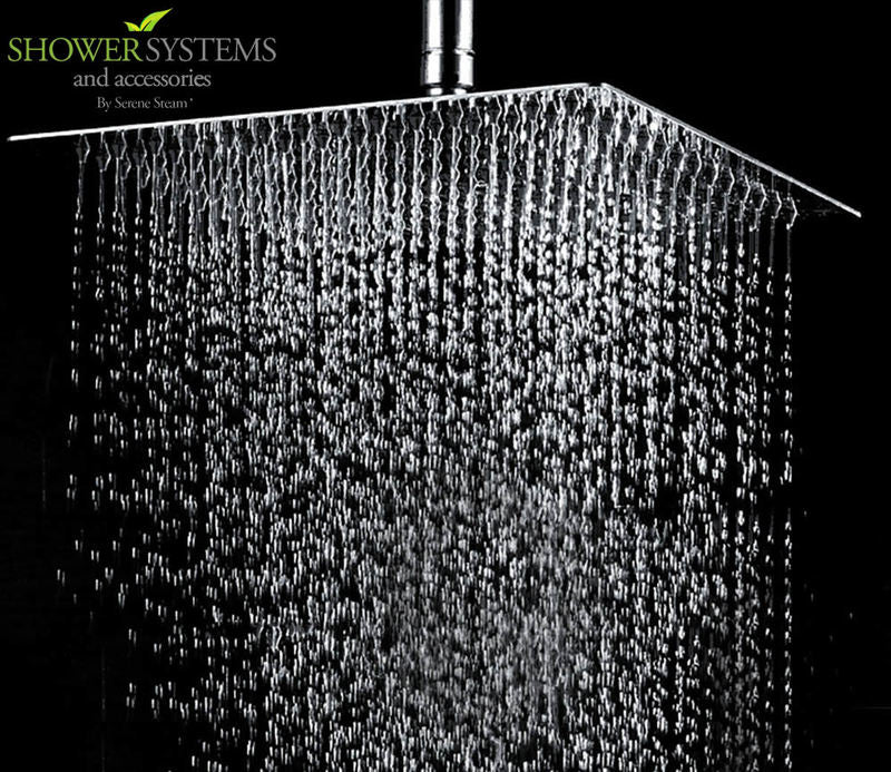 Ultra-Thin Square Rain Shower Head 10 inch by Serene Steam