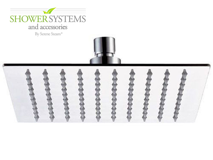Ultra-Thin Square Rain Shower Head 10 inch by Serene Steam
