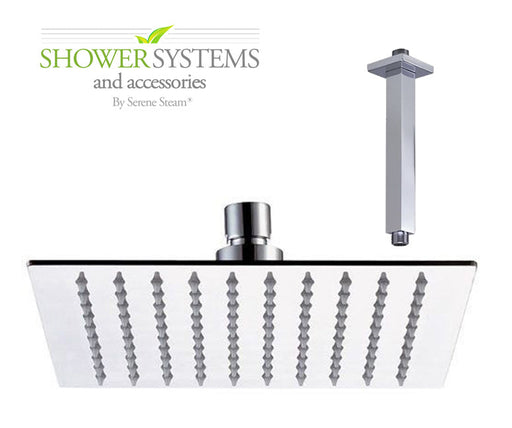 Ultra-Thin Square Rain Shower Head 10 inch by Serene Steam