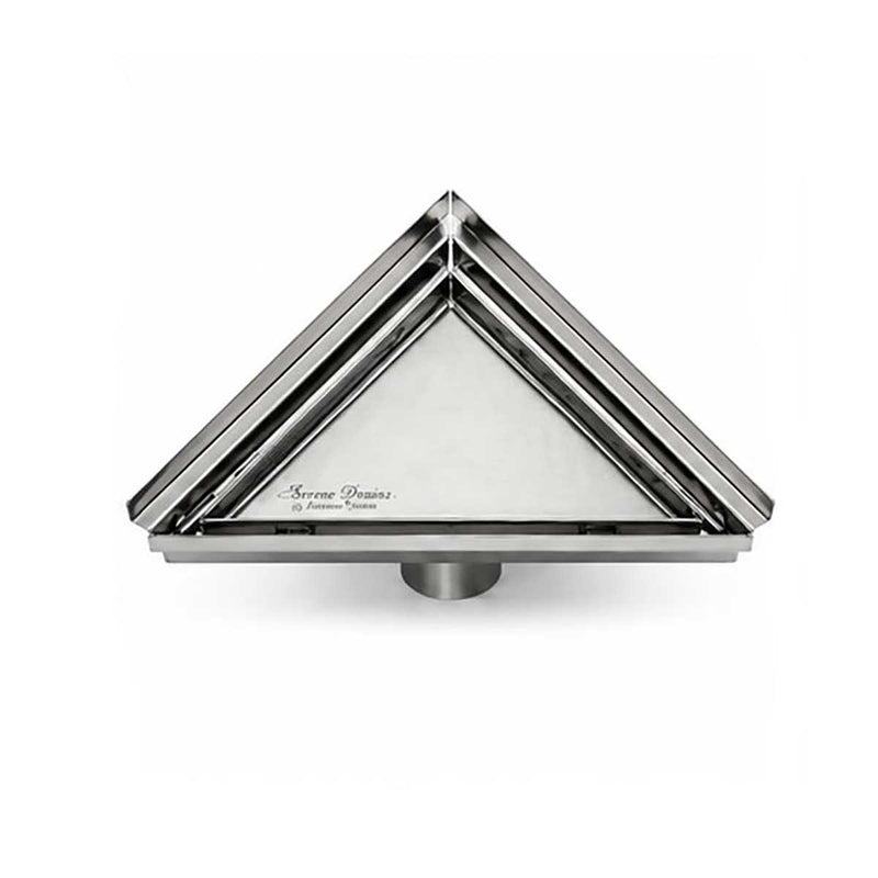 SereneDrains Triangle Shower Drain - Tile Insert - Polished Chrome - 8 Inch
