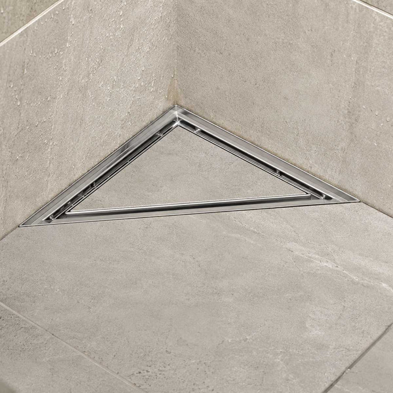 SereneDrains Triangle Shower Drain - Tile Insert - Polished Chrome - 8 Inch