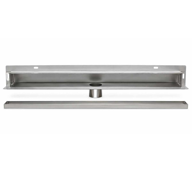 SereneDrains Linear Wall Shower Drain - Tile Insert - Brushed Nickel - 24 Inch