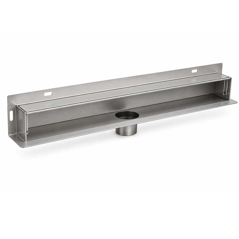 SereneDrains Linear Wall Shower Drain - Tile Insert - Brushed Nickel - 24 Inch