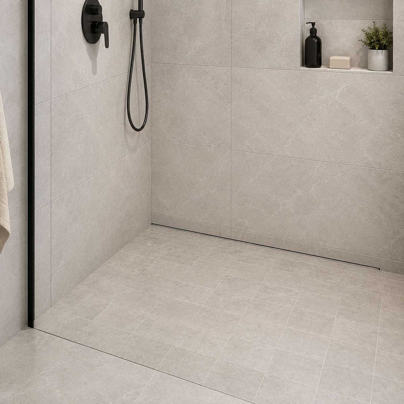 SereneDrains Linear Wall Shower Drain - Tile Insert - Brushed Nickel - 24 Inch