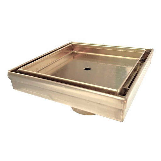 SereneDrains Square Shower Drain Tile Insert Satin Gold 5 Inch