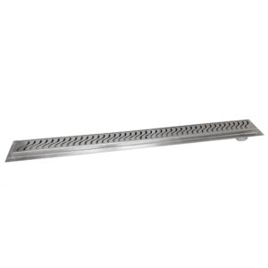 Side Outlet Offset Linear Drain - Ocean Wave - 16" - Brushed Nickel - SLD-S-OWF-BN-16